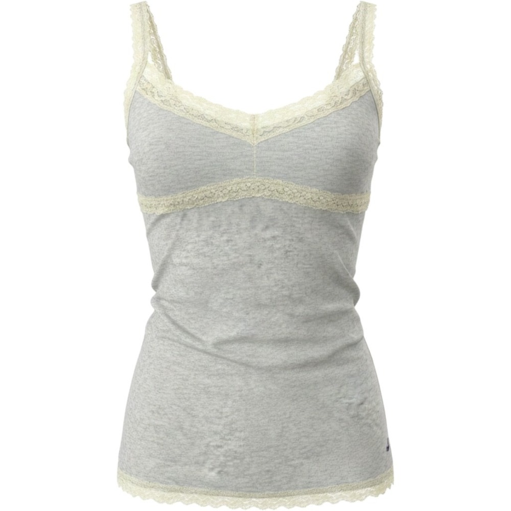 Hollister Gray Lace Trim Cami Tank Top Soft Knit Stretch Casual Womens Small